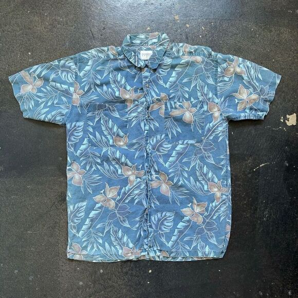 Robert Stock Man’s Button Down Floral Shirt Sz Large Rayon Blend Hawaiian Style - Picture 1 of 13